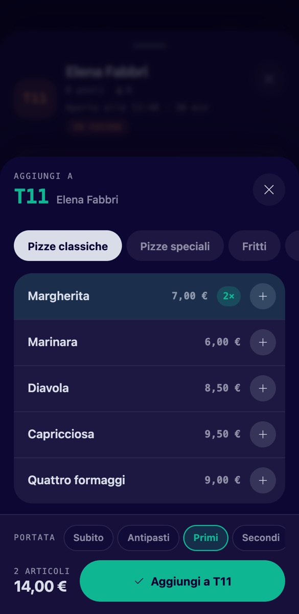 Prende la comanda, divisa per portate